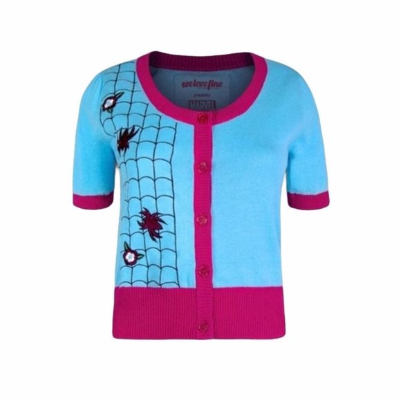 NWOT Marvel Spiderman Gwen Crop cardigan Sweater - Picture 5 of 5